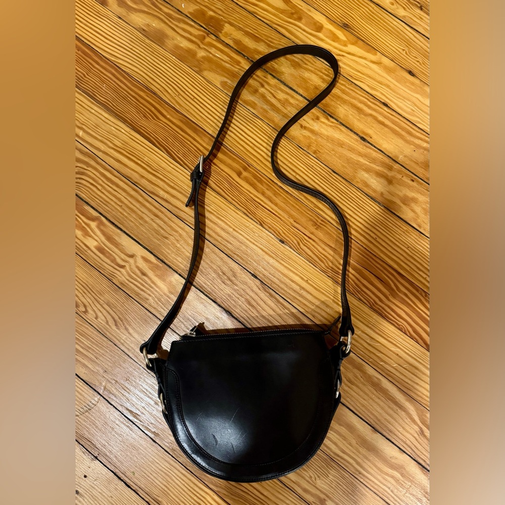 Massimo Dutti Black Leather Shoulder Bag
